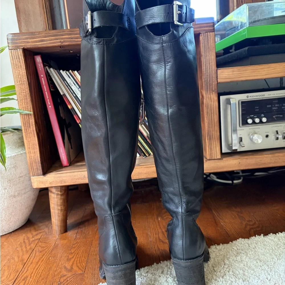 Donald Pliner Black Leather Over-the-Knee Boots Size 7.5